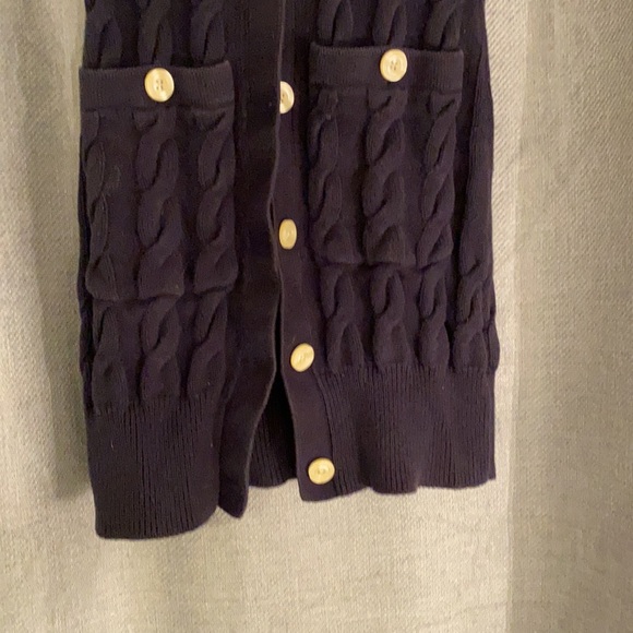 Navy cardigan size small. Nice big white buttons. - Picture 3 of 4